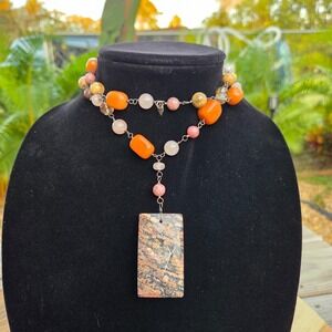 DTR‎ Jay King .925 Leopard Skin Jasper Sterling Silver Necklace Pendant Signed